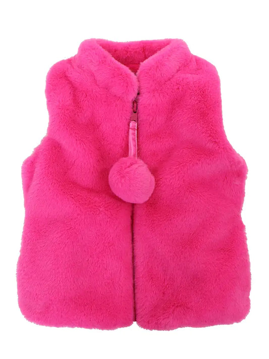 Widgeon - Pompon Faux Fur Vest - Hot Pink Puff