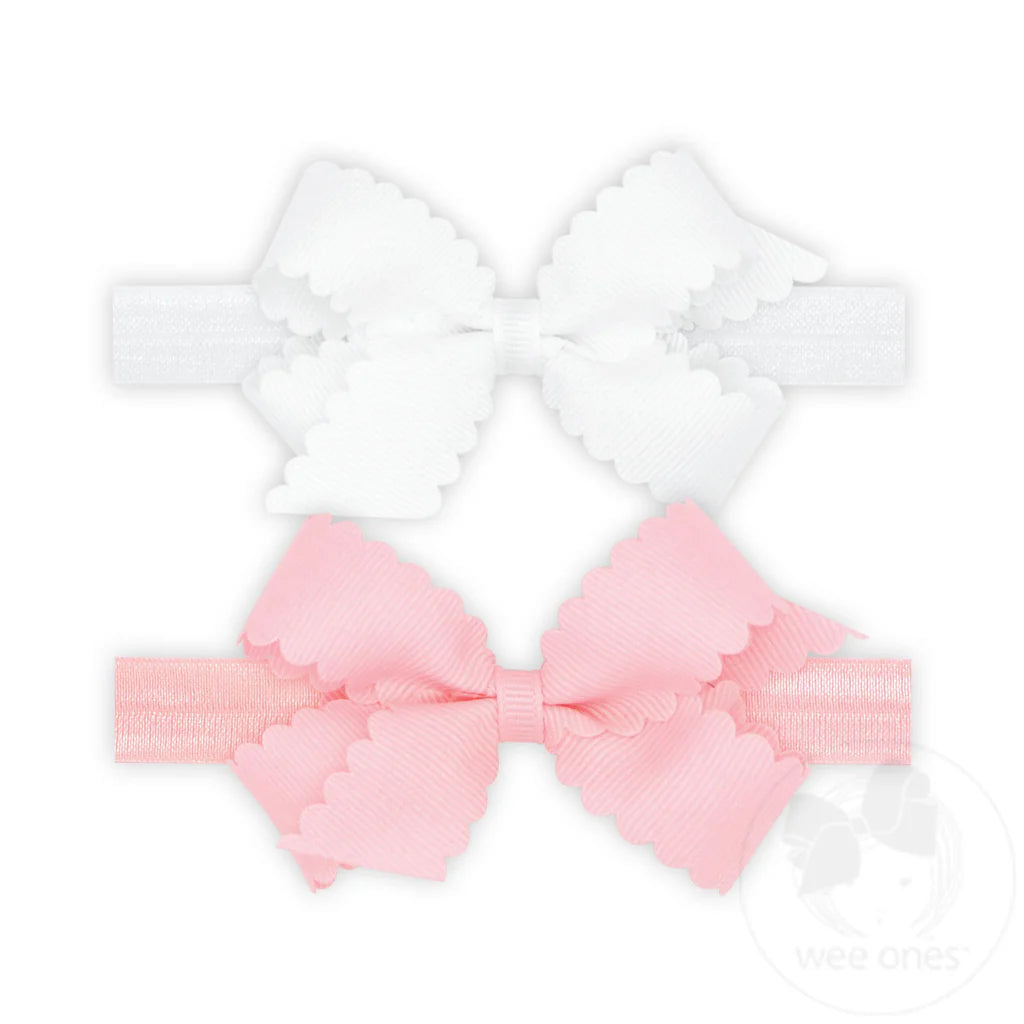 2 PACK MINI SCALLOP BOWS ON BANDS