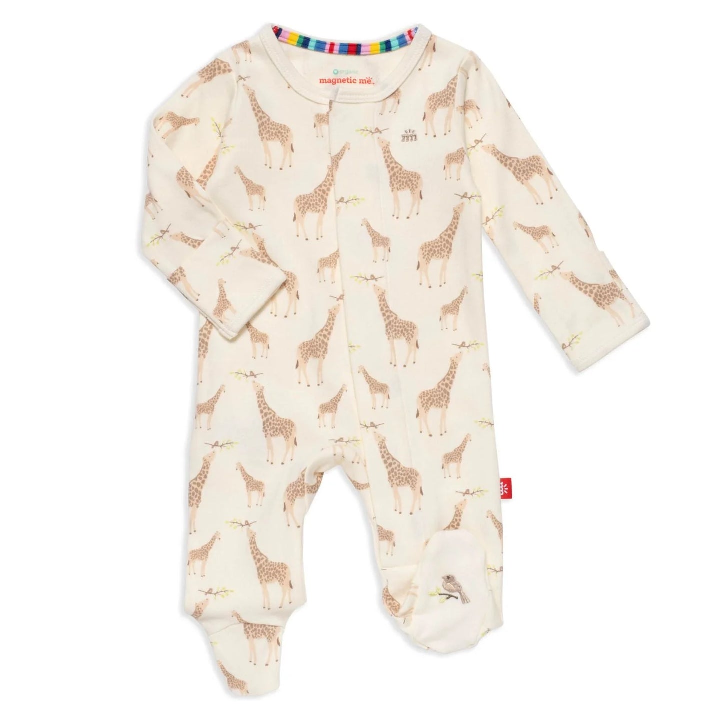 cream jolie giraffe organic cotton magnetic parent favorite footie