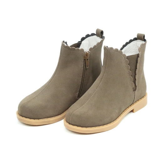 Nicola Scalloped Chelsea Boot - Sand Suede