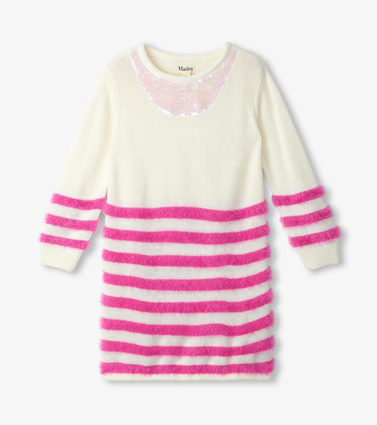 Rose Violet Stripe Sweater Dress