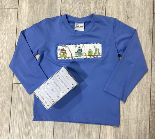 Country Blue Smocked Fishing Shirt