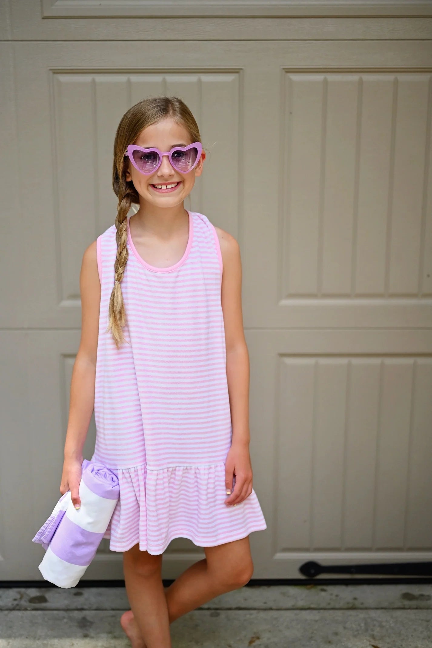 LT PINK STRIPE TERRYCLOTH COVERUP