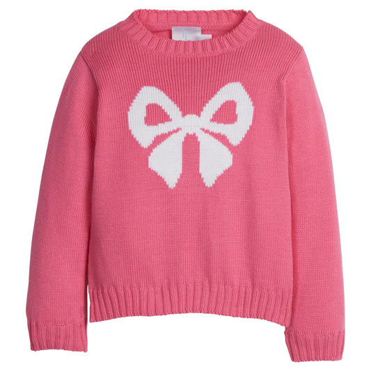 INTARSIA SWEATER HOT PINK BOW
