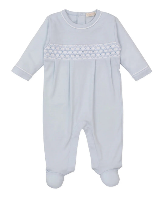BLUE HANDSMOCKED FOOTIE