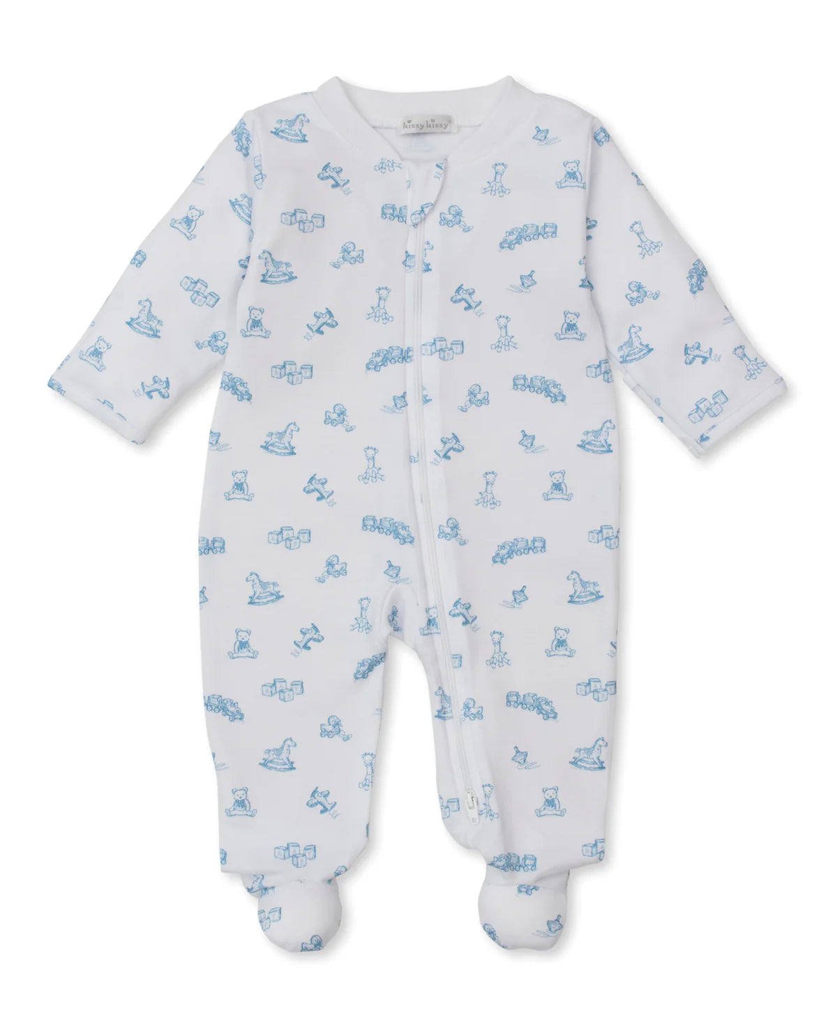 BLUE VINTAGE TOY TREASURES ZIP FOOTIE