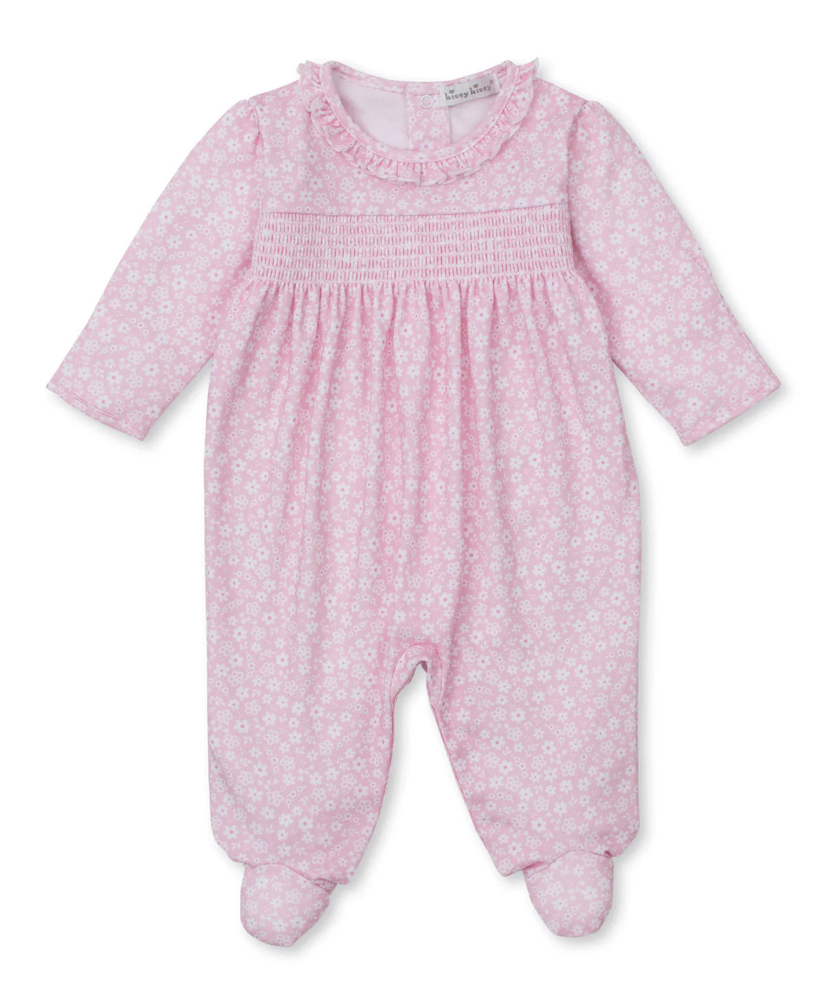 PINK FALL IN BLOOM SMOCKED FOOTIE