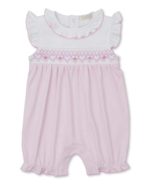 PINK SHORT PLAYSUIT HANDSMOCKED