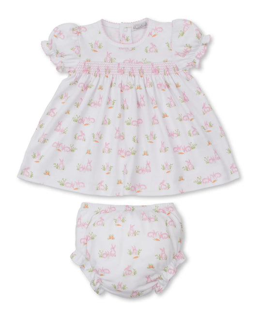 PINK BUNNY PATCH DRESS SET