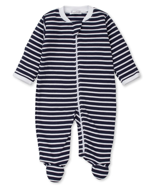 Team Stripes Navy Zip Footie