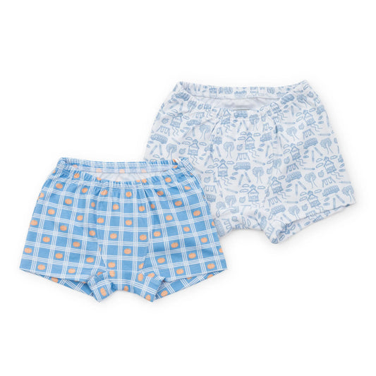 James Underwear Set - Pumpkin Plaid/School Days Blue