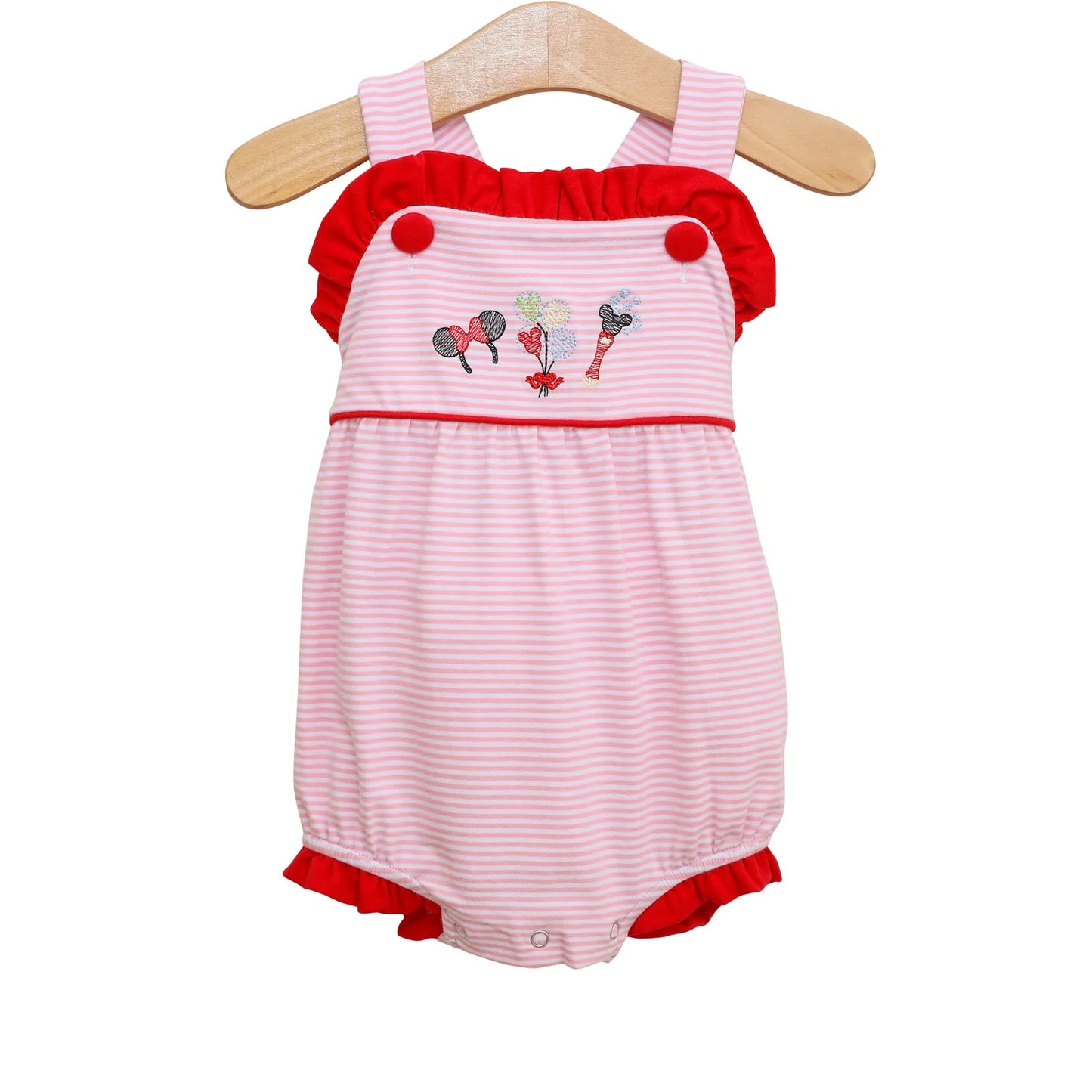 MOUSE EMBROIDERED RUFFLE SUNSUIT