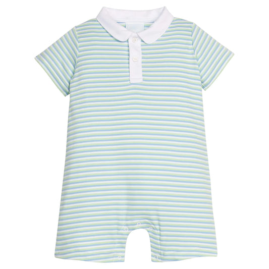 PETER PAN POLO ROMPER GREENVIEW STRIPE