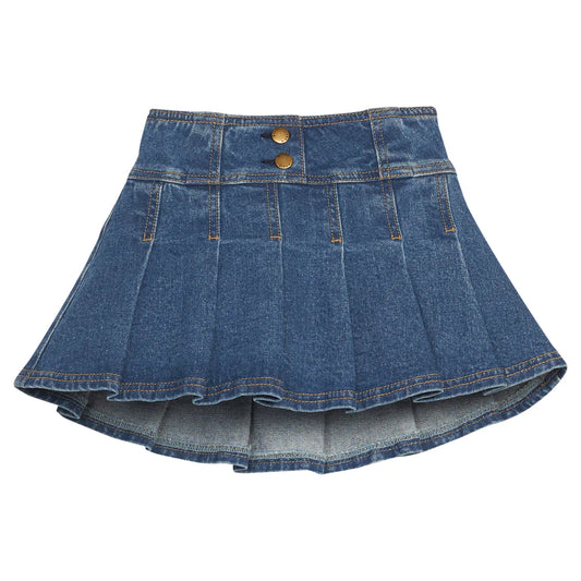 PLEATED MINI SKIRT DENIM