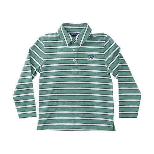 TOO COOL LS POLO SPRUCE/DARK DENIM STRIPE