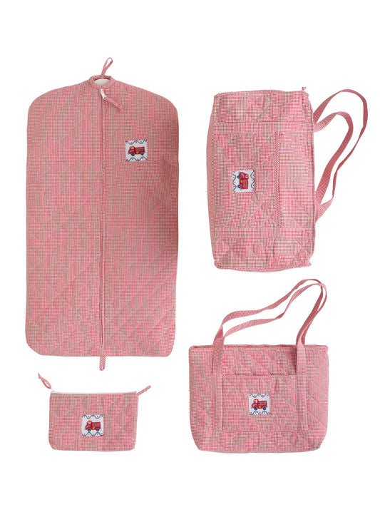 QUILTED LUGGAGE SET FIRETRUCK