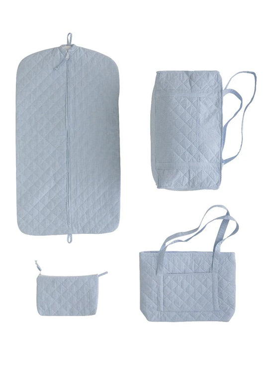 Quilted Luggage Full Set - Light Blue