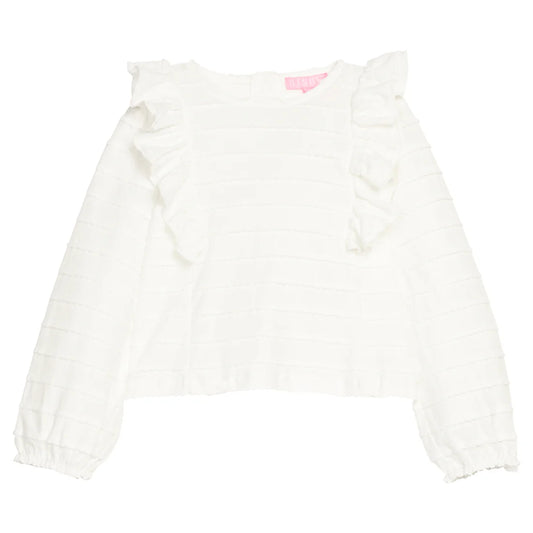 RUFFLE BLOUSE WHITE SCALLOP