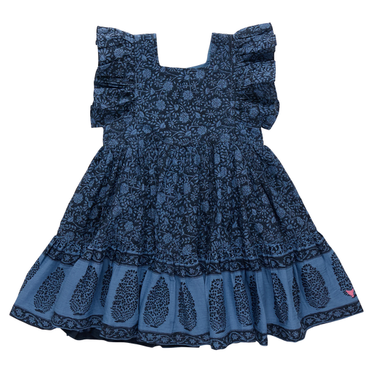 ELSIE DRESS STELLAR BLUE GARDEN FLORAL