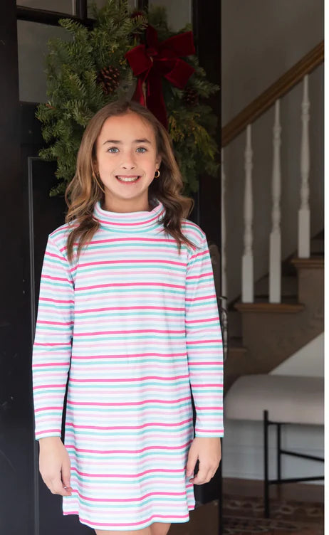 TEAGAN STRIPE TURTLENECK DRESS