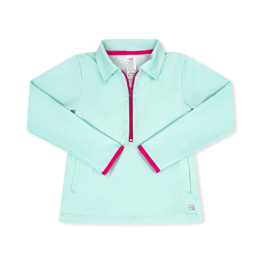 Heather Half Zip - Cool Mint, Power Pink