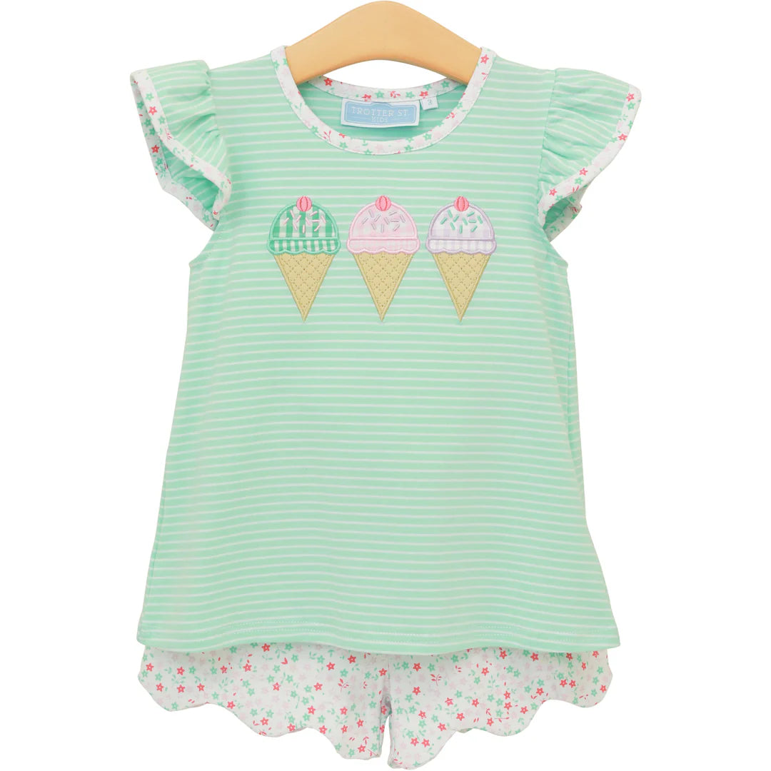TRIPLE SCOOP RUFFLE SHORT SET