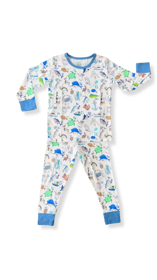 COASTAL ABCS BLUE PANT SET