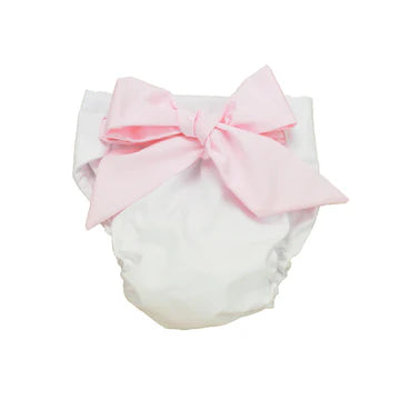 Baby Bow Bottom Bloomer -White/Pink