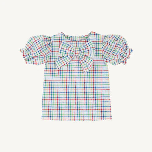 SS BEATRICE BOW BLOUSE WINDOWPANE