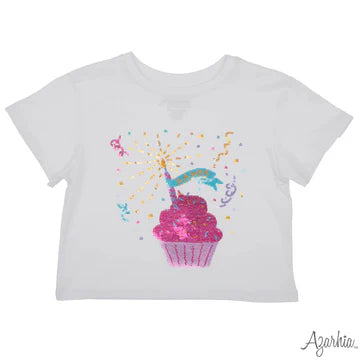 CUPCAKE BIRTHDAY SEQUIN BOXY TEE