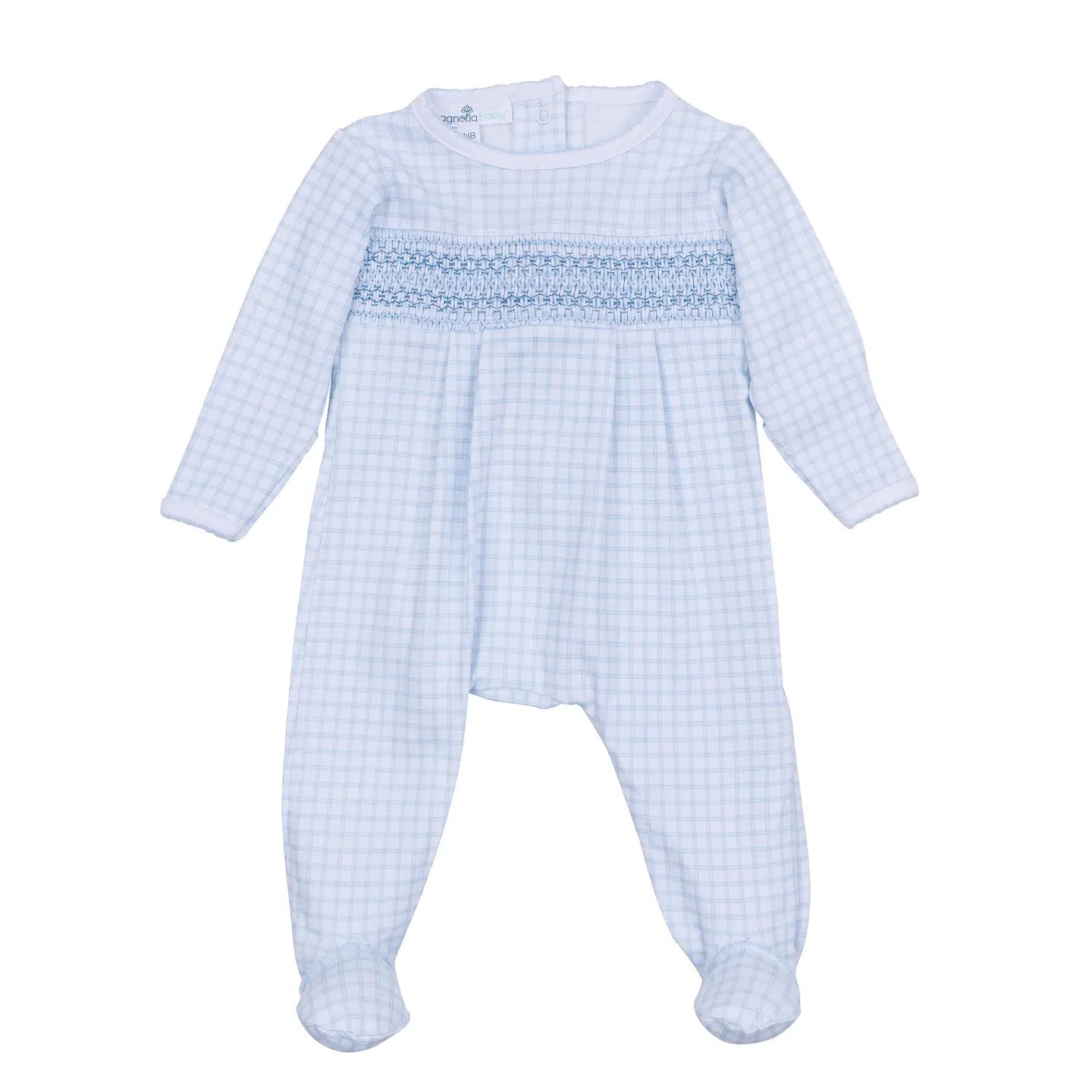 PEEK-A-BOO WISHES SMOCKED FOOTIE LT BLUE