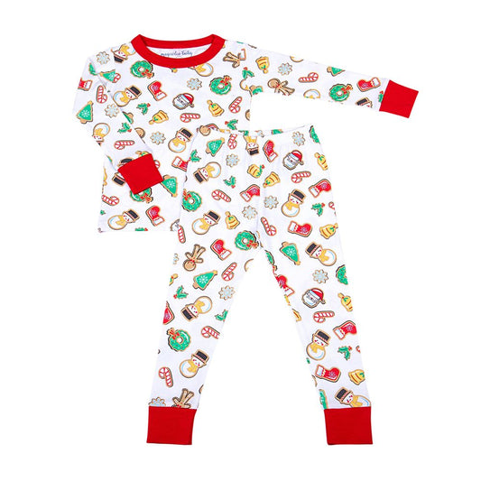 RED HOLLY JOLLY CHRISTMAS COOKIES LONG PAJAMAS