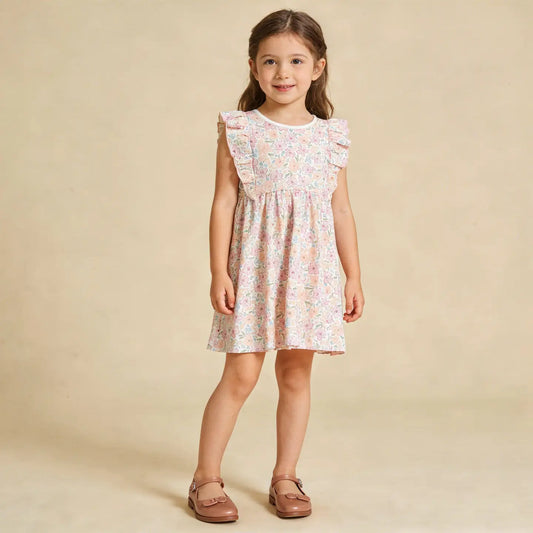 ORGANIC FLUTTER DRESS PEONY