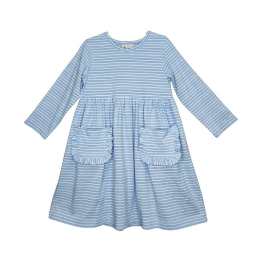 Blue Stripe Knit Pocket Dress