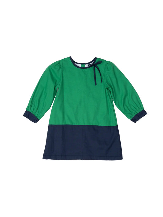 Marie Green & Navy Color Block Kid's Dress