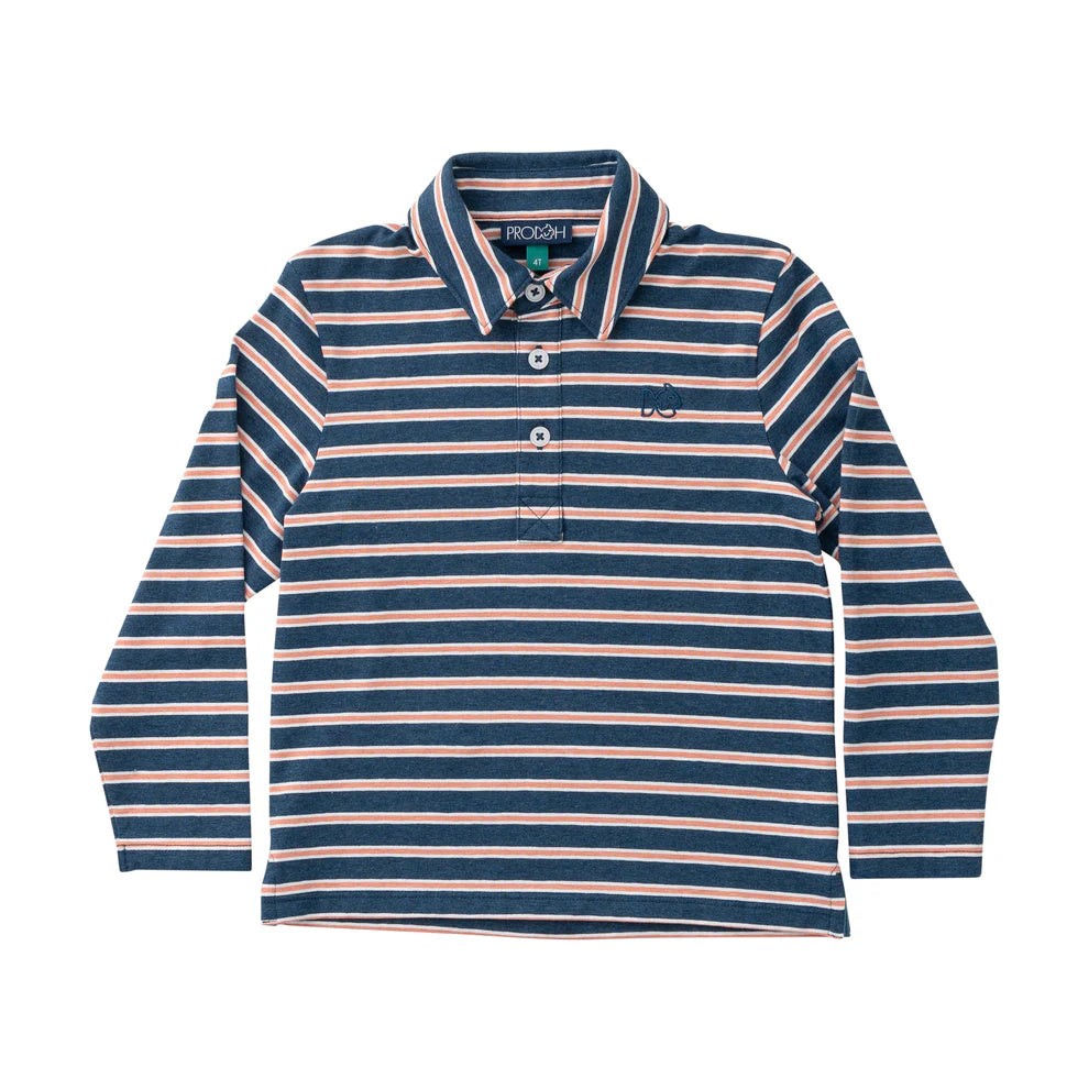 TOO COOL LS POLO DARK DENIM/CRABAPPLE STRIPE