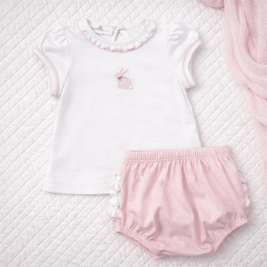 PINK LEAPING BUNNIES DIAPER COVER SET