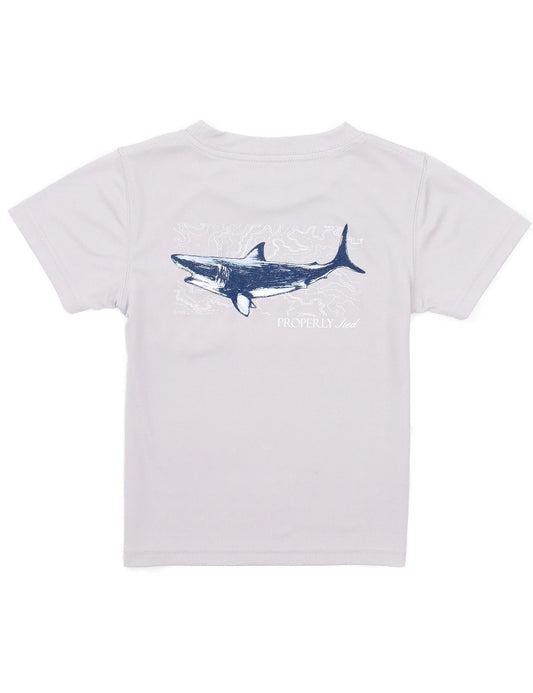 PERF TEE SS TOPO SHARK ICE GREY