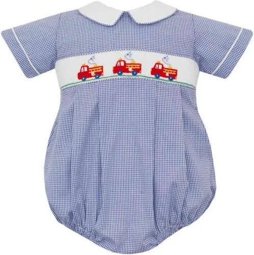 FIRETRUCK BUBBLE BLUE GINGHAM