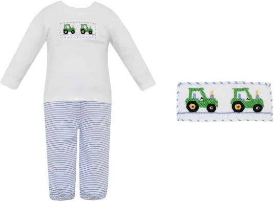 TRACTOR PANT SET BLUE STRIPE