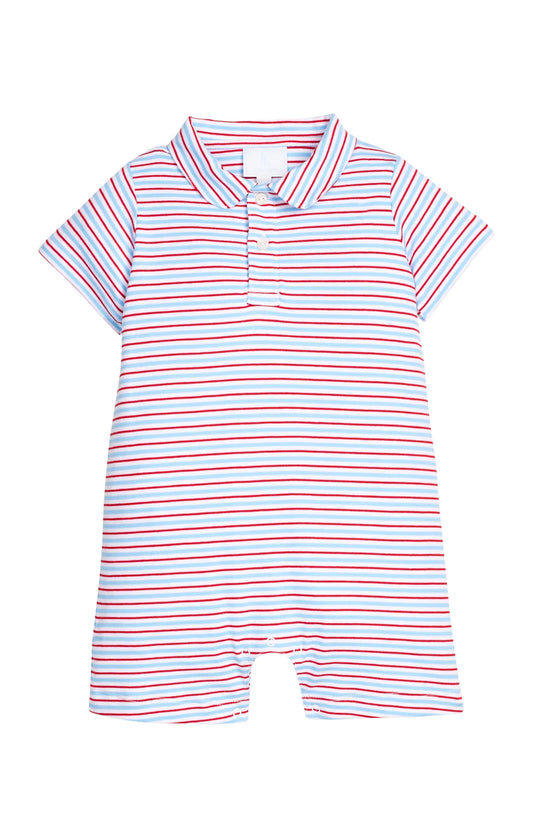 PETER PAN POLO ROMPER PRIMARY STRIPE